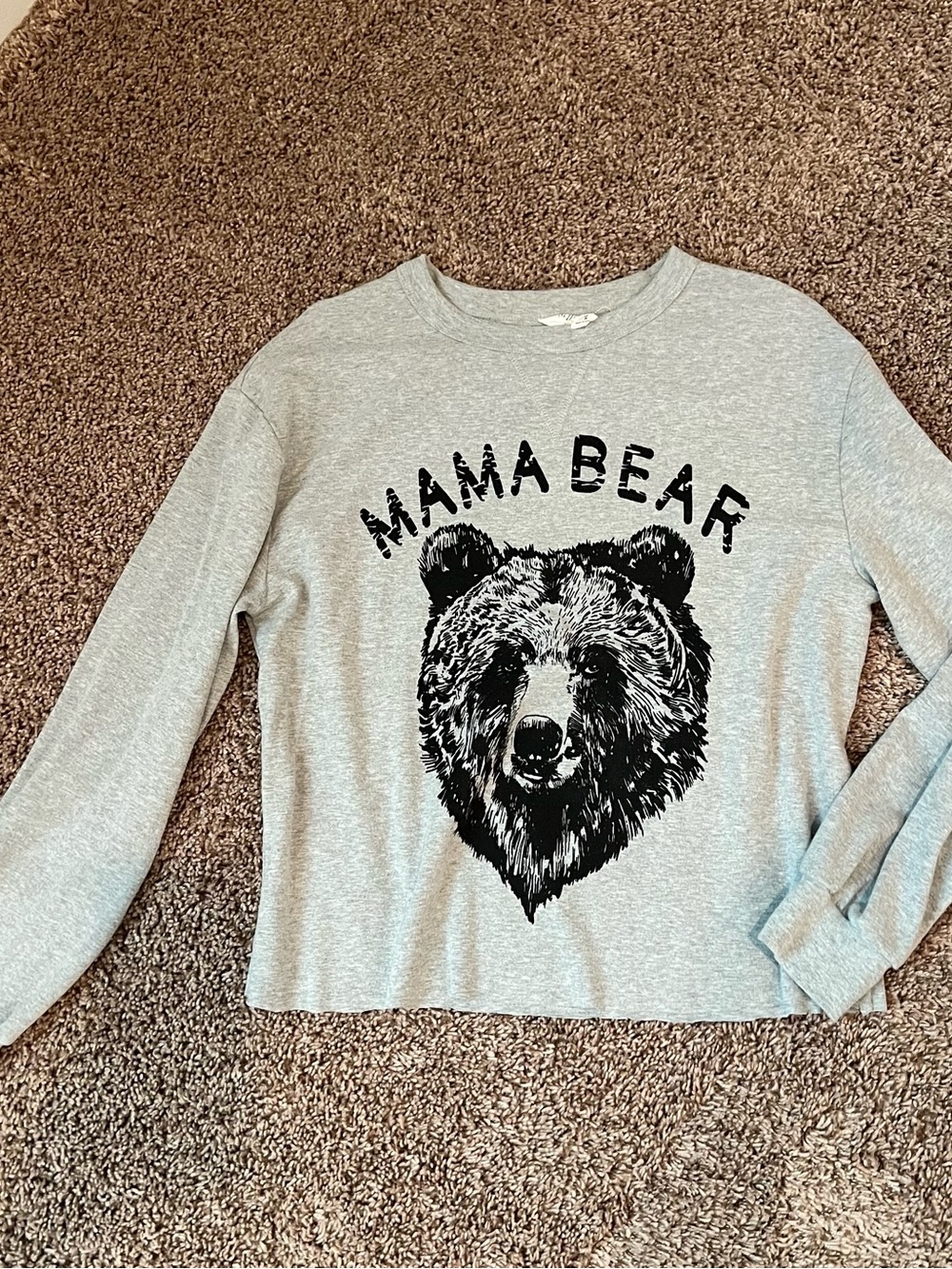 Grey 'Mama Bear' Graphic Crewneck Sweatshirt